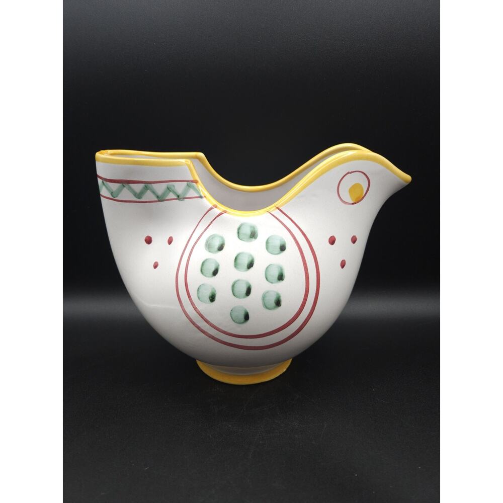 Figural Yellow Bird Chicken Hen Pitcher Jug Compagna Solimene Vietri Italy
